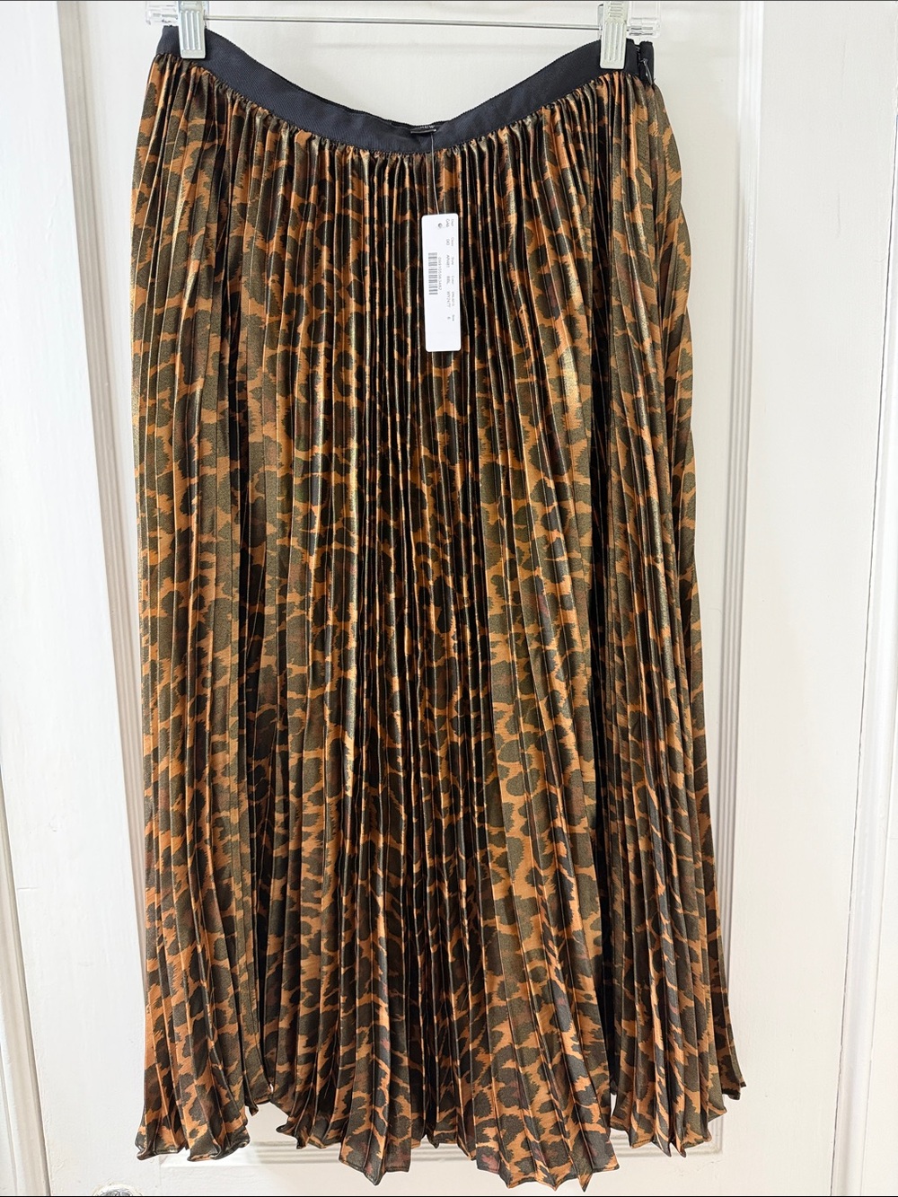 J. Crew Brown and Black Pleated Midi Skirt
